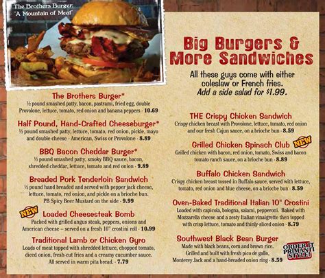 Primanti brothers menus - Pennsylvania (PA) >. Hanover. Primanti Bros. Restaurant And Bar Hanover. Suite 300. 100 Eisenhower Drive. Hanover, PA 17331. Phone: (717) 740-9091. More Info. Visit your local Hanover, PA Primanti Bros. Restaurant for Pittsburgh style sandwiches & …